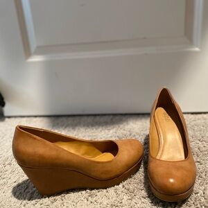 a.n.a Brown Wedge Shoes